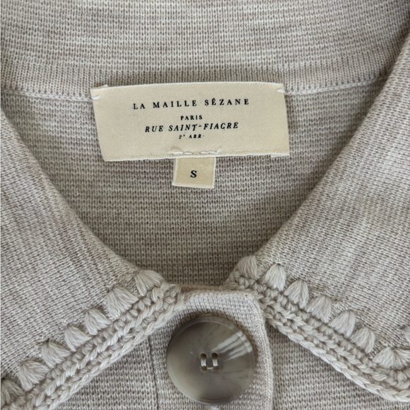 Sezane Betty Cardigan Mottled Beige S - Picture 7 of 10
